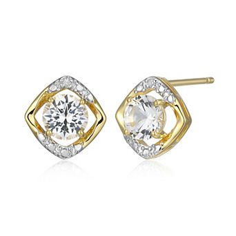 Classic Treasures 18k Gold Over Silver Gemstone & Diamond Accent Stud Earrings