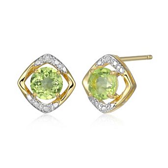 Classic Treasures 18k Gold Over Silver Gemstone & Diamond Accent Stud Earrings