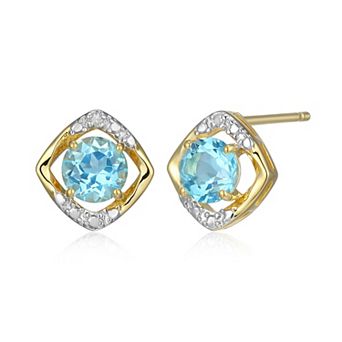 Classic Treasures 18k Gold Over Silver Gemstone & Diamond Accent Stud Earrings
