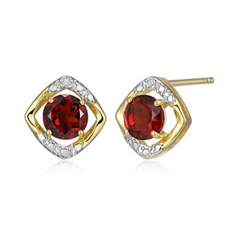 Classic Treasures 18k Gold Over Silver Gemstone & Diamond Accent Stud Earrings