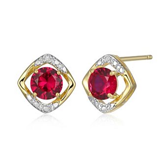 Classic Treasures 18k Gold Over Silver Gemstone & Diamond Accent Stud Earrings