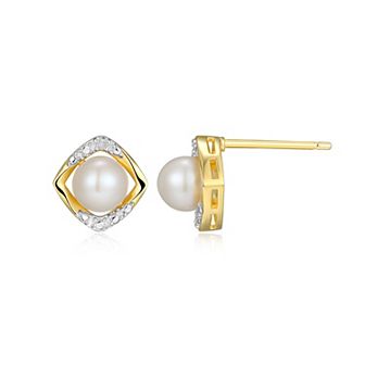Classic Treasures 18k Gold Over Silver Gemstone & Diamond Accent Stud Earrings