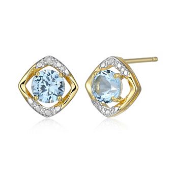 Classic Treasures 18k Gold Over Silver Gemstone & Diamond Accent Stud Earrings