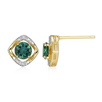 Classic Treasures 18k Gold Over Silver Gemstone & Diamond Accent Stud Earrings