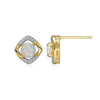 Classic Treasures 18k Gold Over Silver Gemstone & Diamond Accent Stud Earrings