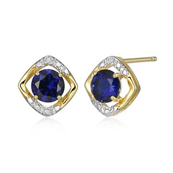 Classic Treasures 18k Gold Over Silver Gemstone & Diamond Accent Stud Earrings