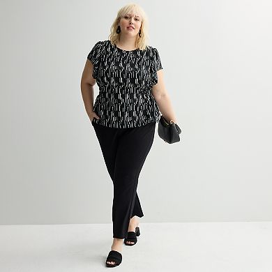 Plus Size Nine West Cinched Flutter Sleeve Blouse