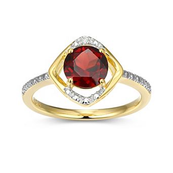 Classic Treasures 18k Gold Plated Sterling Silver Gemstone & Diamond Accent Halo Ring