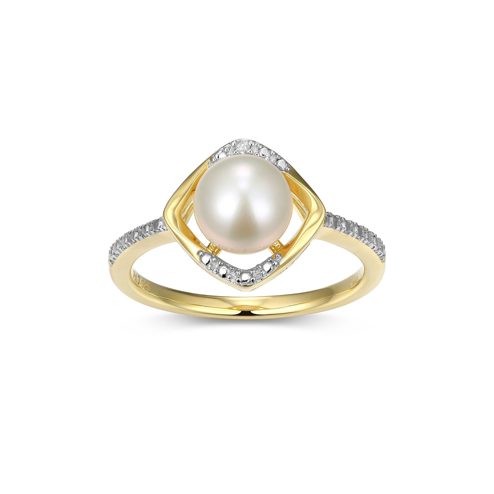 18k Gold Plated Sterling Silver Gemstone & Diamond Accent Halo Ring, Women