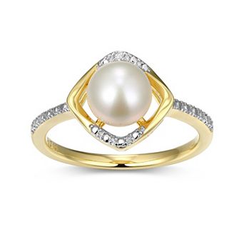 Classic Treasures 18k Gold Plated Sterling Silver Gemstone & Diamond Accent Halo Ring