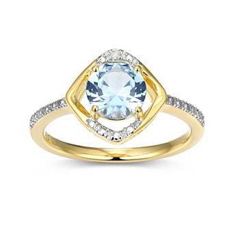 Classic Treasures 18k Gold Plated Sterling Silver Gemstone & Diamond Accent Halo Ring