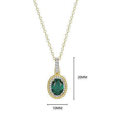 Classic Treasures 18k Gold Over Silver Gemstone & Diamond Accent Halo Pendant Necklace