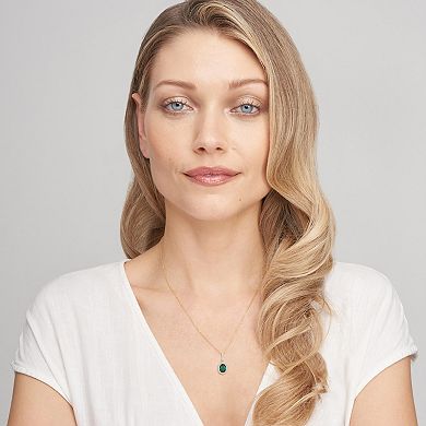 Classic Treasures 18k Gold Over Silver Gemstone & Diamond Accent Halo Pendant Necklace