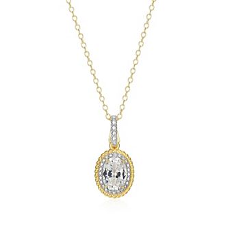 Classic Treasures 18k Gold Over Silver Gemstone & Diamond Accent Halo Pendant Necklace