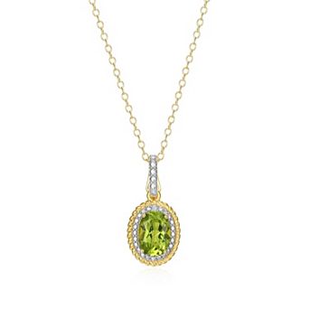 Classic Treasures 18k Gold Over Silver Gemstone & Diamond Accent Halo Pendant Necklace