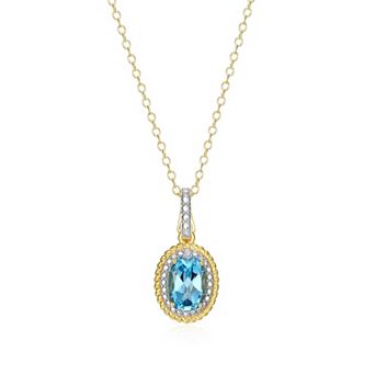 Classic Treasures 18k Gold Over Silver Gemstone & Diamond Accent Halo Pendant Necklace
