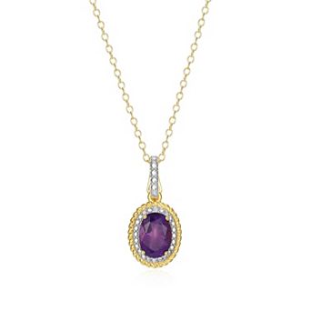 Classic Treasures 18k Gold Over Silver Gemstone & Diamond Accent Halo Pendant Necklace