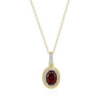 Classic Treasures 18k Gold Over Silver Gemstone & Diamond Accent Halo Pendant Necklace