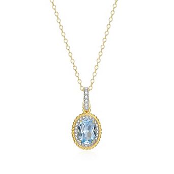 Classic Treasures 18k Gold Over Silver Gemstone & Diamond Accent Halo Pendant Necklace