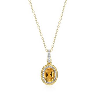 Classic Treasures 18k Gold Over Silver Gemstone & Diamond Accent Halo Pendant Necklace