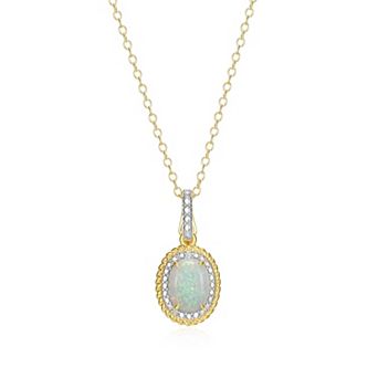 Classic Treasures 18k Gold Over Silver Gemstone & Diamond Accent Halo Pendant Necklace