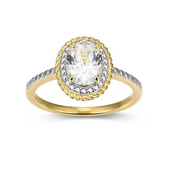 Classic Treasures 18k Gold Over Silver Gemstone & Diamond Accent Halo Ring