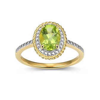 Classic Treasures 18k Gold Over Silver Gemstone & Diamond Accent Halo Ring