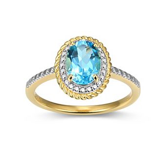 Classic Treasures 18k Gold Over Silver Gemstone & Diamond Accent Halo Ring