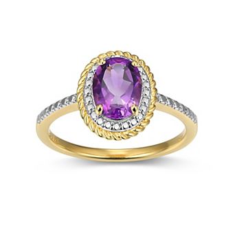 Classic Treasures 18k Gold Over Silver Gemstone & Diamond Accent Halo Ring