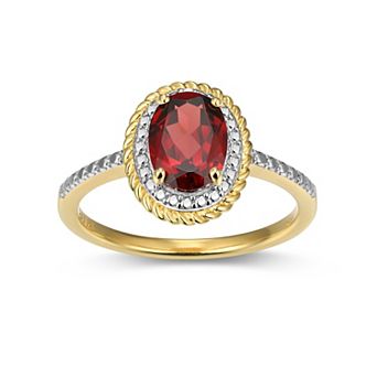 Classic Treasures 18k Gold Over Silver Gemstone & Diamond Accent Halo Ring