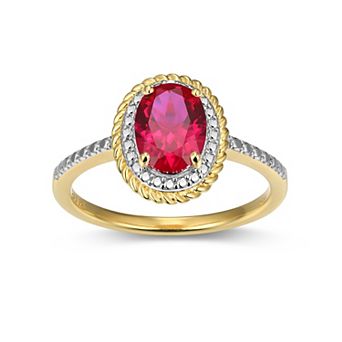 Classic Treasures 18k Gold Over Silver Gemstone & Diamond Accent Halo Ring