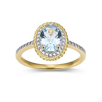 Classic Treasures 18k Gold Over Silver Gemstone & Diamond Accent Halo Ring