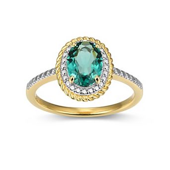 Classic Treasures 18k Gold Over Silver Gemstone & Diamond Accent Halo Ring