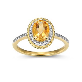Classic Treasures 18k Gold Over Silver Gemstone & Diamond Accent Halo Ring