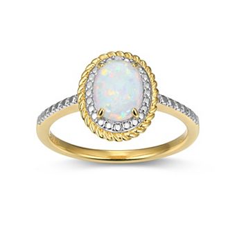 Classic Treasures 18k Gold Over Silver Gemstone & Diamond Accent Halo Ring
