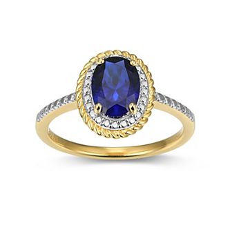Classic Treasures 18k Gold Over Silver Gemstone & Diamond Accent Halo Ring