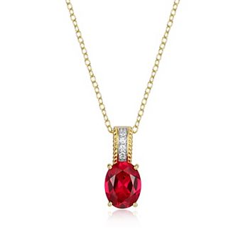 Classic Treasures 18k Gold Over Silver Lab-Created Ruby & Lab-Grown Diamond Accent Pendant Necklace