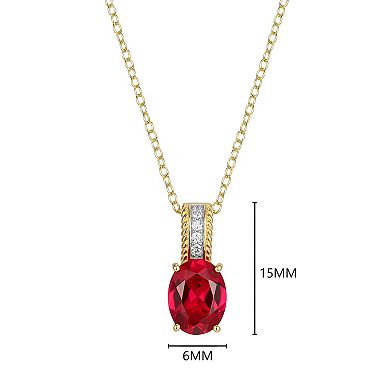 Classic Treasures 18k Gold Over Silver Lab-Created Ruby & Lab-Grown Diamond Accent Pendant Necklace