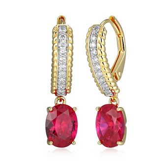 Classic Treasures 18k Gold Over Silver Lab-Created Ruby & 1/5 Carat T.W. Lab-Grown Diamond Earrings