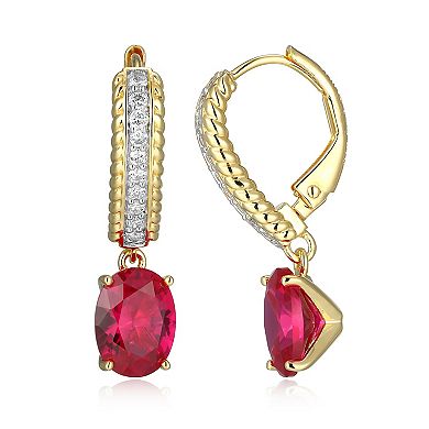 Classic Treasures 18k Gold Over Silver Lab-Created Ruby & 1/5 Carat T.W. Lab-Grown Diamond Earrings