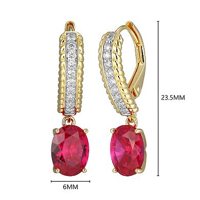 Classic Treasures 18k Gold Over Silver Lab-Created Ruby & 1/5 Carat T.W. Lab-Grown Diamond Earrings