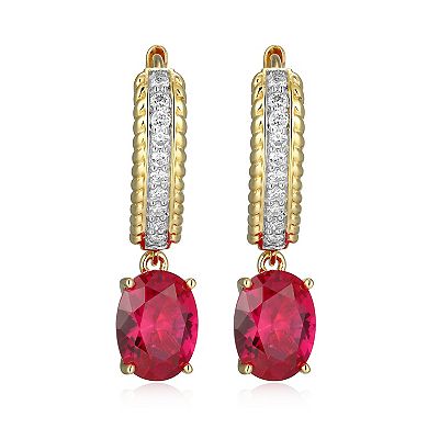 Classic Treasures 18k Gold Over Silver Lab-Created Ruby & 1/5 Carat T.W. Lab-Grown Diamond Earrings