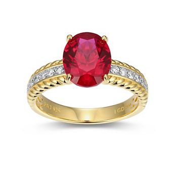 Classic Treasures 18k Gold Over Silver Lab-Created Ruby & 1/5 Carat T.W. Lab-Grown Diamond Engagement Ring