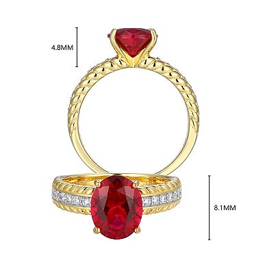 Classic Treasures 18k Gold Over Silver Lab-Created Ruby & 1/5 Carat T.W. Lab-Grown Diamond Engagement Ring