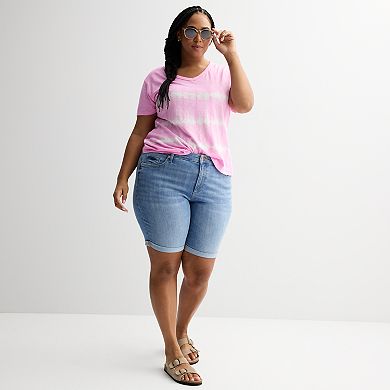 Plus Size Sonoma Goods For Life® Roll Cuff Denim Bermuda Shorts