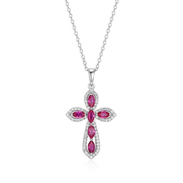Classic Treasures Sterling Silver Rhodium Plated Lab-Created Ruby