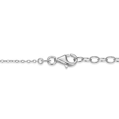 Classic Treasures Sterling Silver Emerald and 9/10 Carat T.W. Lab-Grown Diamond Halo Pendant Necklace