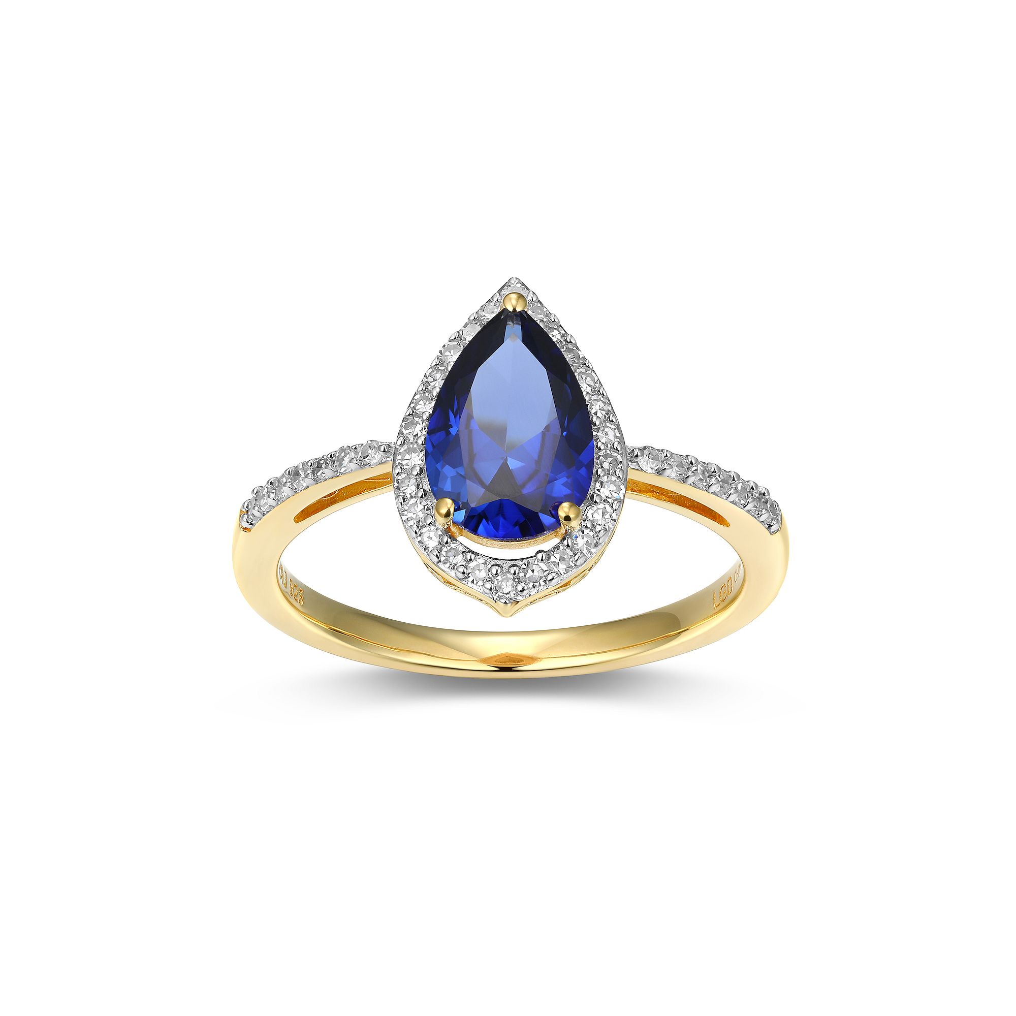18k Gold Over Silver Lab-Created Sapphire & 1/5 Carat T.W. Lab-Grown Diamon