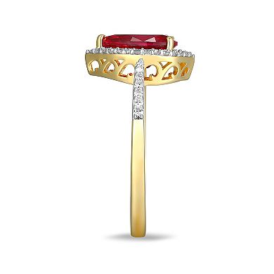 Classic Treasures 18k Gold Over Silver Lab-Created Ruby & 1/5 Carat T.W. Lab-Grown Diamond Pear Ring