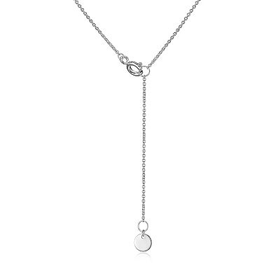 Rhodium Over Sterling Silver Lab-Created Ruby and Lab-Grown Diamond Accent Drop Necklace